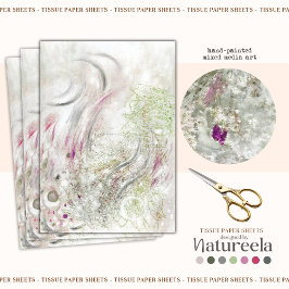 Papel De Seda Green Pink Abstract Design Decoupage Tissue Paper