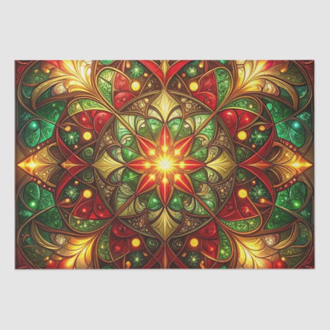 Papel De Seda Green Red Decorative Holiday Tissue Paper (Frente )