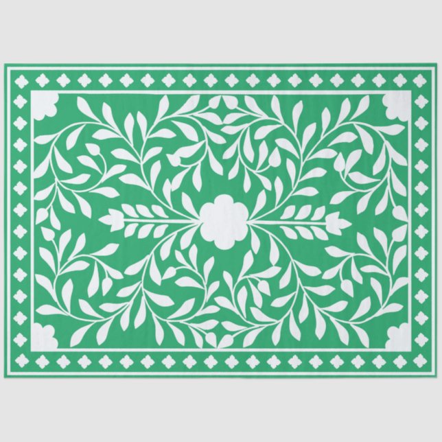 Papel De Seda Green Traditional Bone Inlay Decoupage Paper (Frente )