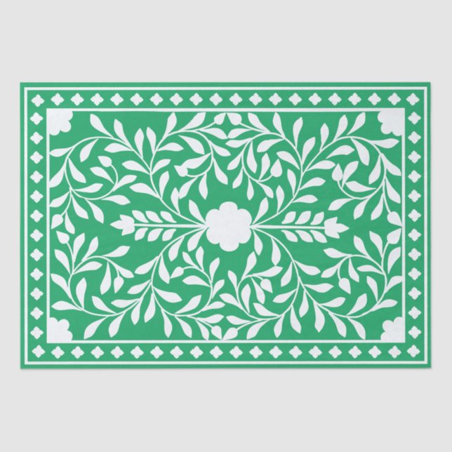 Papel De Seda Green Traditional Bone Inlay Decoupage Paper (Frente )