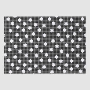 Papel De Seda Grelha Floral Branca e Preta Elegante