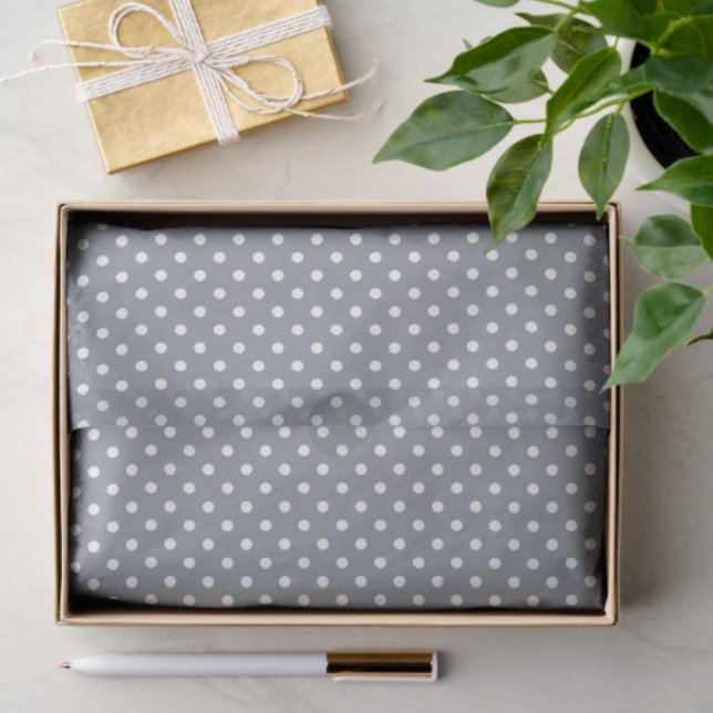 Papel De Seda Grey Polka Dot Tissue Paper (Presente)