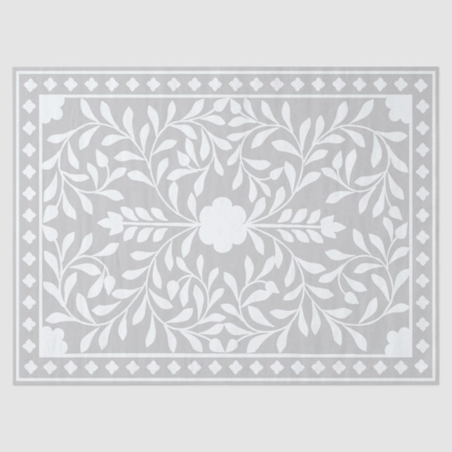 Papel De Seda Grey Traditional Bone Inlay Decoupage Paper (Frente )