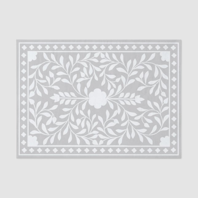 Papel De Seda Grey Traditional Bone Inlay Decoupage Paper (Frente )