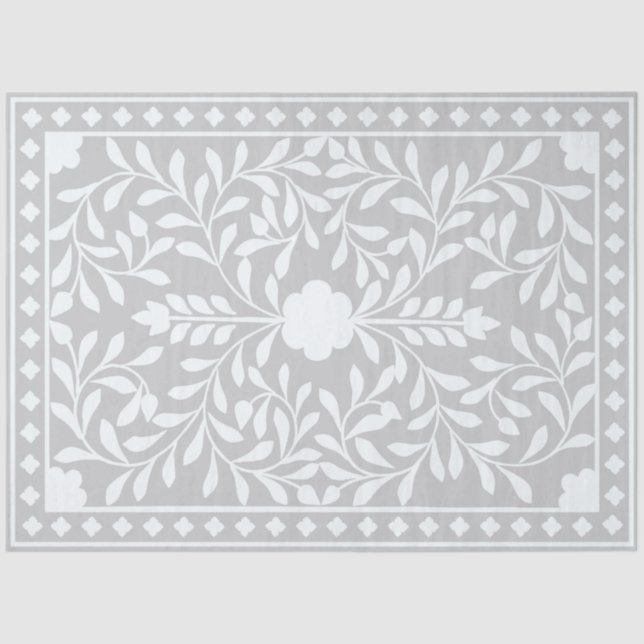 Papel De Seda Grey Traditional Bone Inlay Decoupage Paper (Frente )