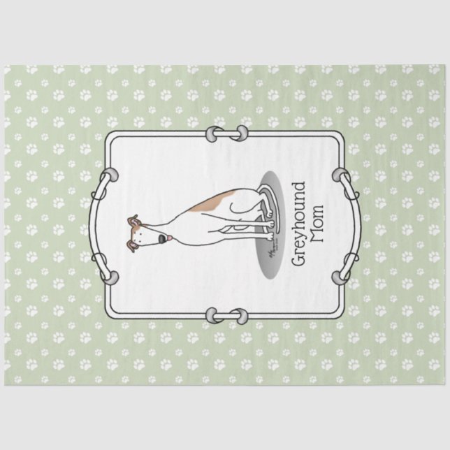Papel De Seda Greyhound Mãe (branco) Cachorro Bonito Mamãe Engra (Frente )