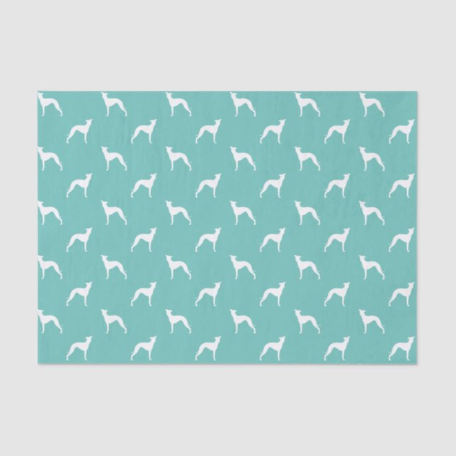 Papel De Seda Greyhound Silhouettes, italiano - Teal (Frente )