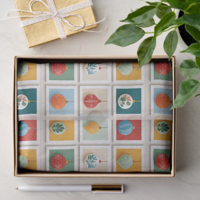 Papel De Seda Grid of Bright Christmas Tree Icons (Presente)