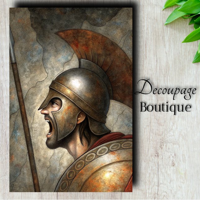 Papel De Seda Grito de Guerra Espartano Decoupage (Spartan Battle Cry Decoupage Tissue Paper)