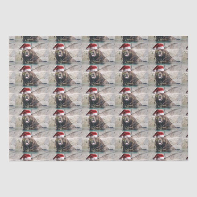 Papel De Seda Grizzly Bear Santa Claus (Frente )