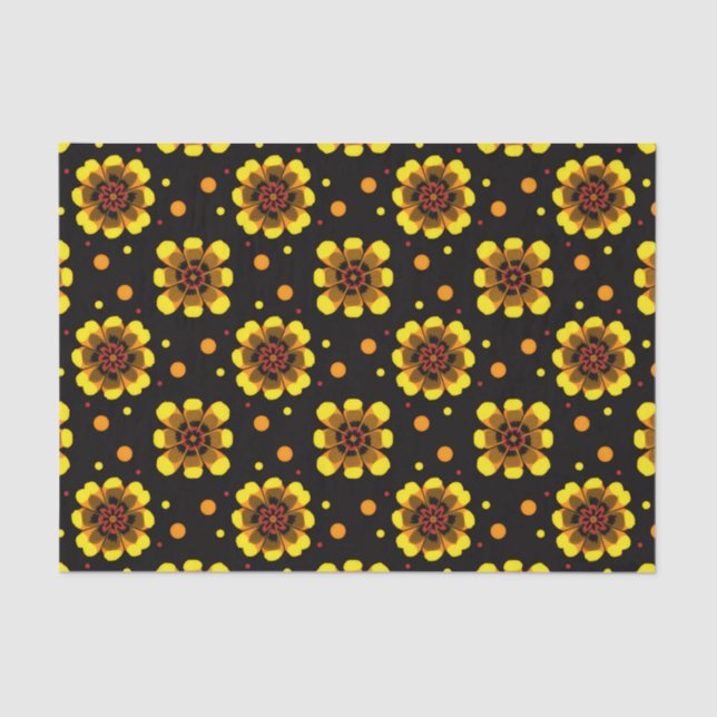Papel De Seda Groovy 70s Daisy Flower Power Pattern (Frente )