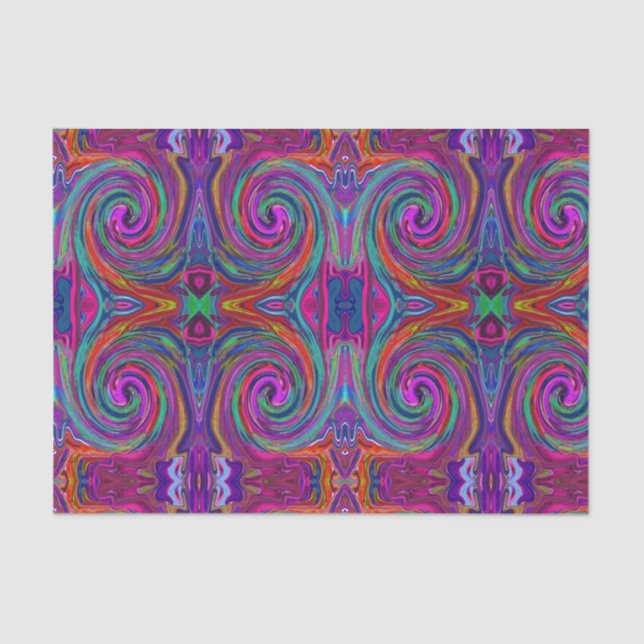 Papel De Seda Groovy Abstrato Retro Magenta Dark Rainbow Swirl (Frente )