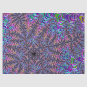 Papel De Seda Groovy Boho Colorful Jewel Tone Fractal Art