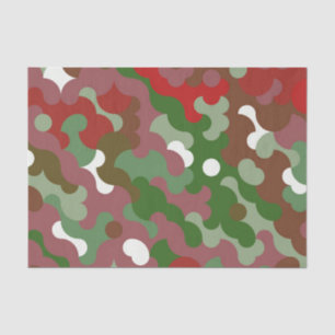 Papel De Seda Groovy Funky Retro Boho Vermelho e Verde Natal