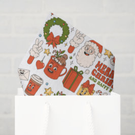 Papel De Seda Groovy Hippie Retro Feliz Papais noeis de Natal En