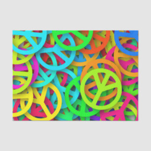 Papel De Seda Groovy Peace assina o padrão Rainbow