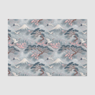 Papel De Seda Gruas Japonesas & Flor de Cerejeira Padrão Mt Fuji