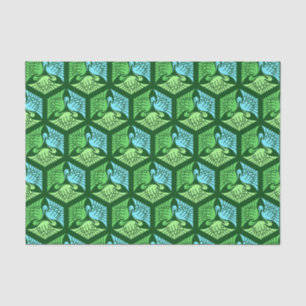 Papel De Seda Gruas japonesas, verde-jade e azul-claro