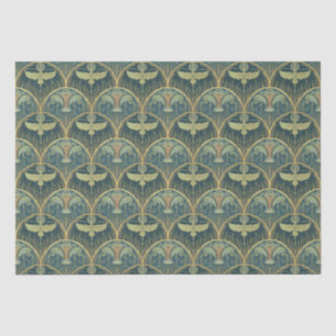 Papel De Seda Gruas na Lua // Dourado e Teal