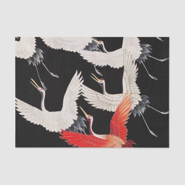 Papel De Seda Gruas voadoras japonesas Kimono Art (Frente )