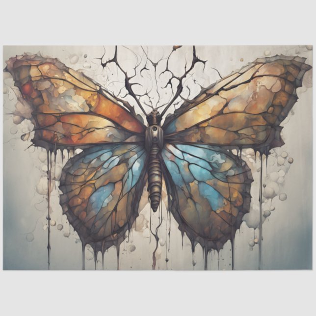 Papel De Seda Grunge Butterfly Decoupage Paper (Frente )