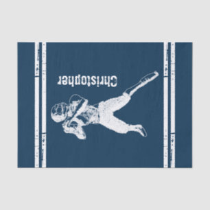 Papel De Seda Grunge Futebol Quarterback Azul e Branco