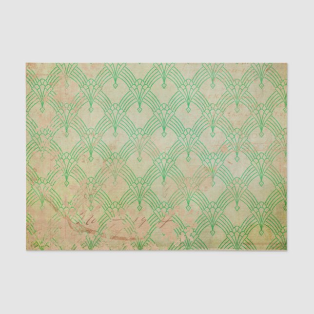 Papel De Seda Grunge Green Retro Art Deco (Frente )