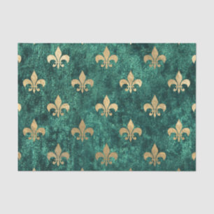 Papel De Seda Grunge Green Velvet Fleur De Lis Mardi Gras