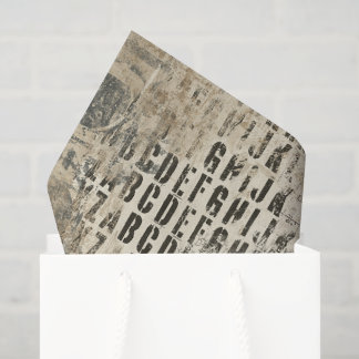 Papel De Seda Grunge Tissue Paper with Letters and Numbers