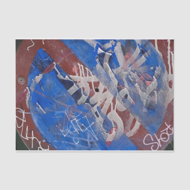 Papel De Seda Grunge Vermelho Azul Tinta Urbana Decência de Cort (Frente )