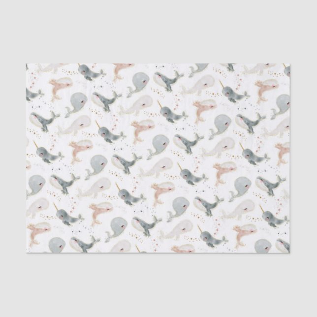 Papel De Seda Grupo Temático Baleias Desordeações de Mesa Neutra (Frente )