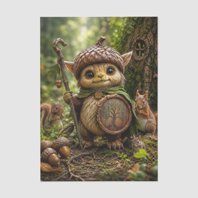 Papel De Seda Guardião da Bolota Floresta Monstro Fofo (Frente )