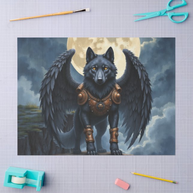 Papel De Seda Guardião da Lua – O Lobo de Asa Preta.  (Arte )