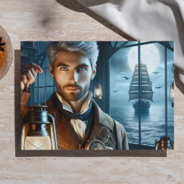 Papel De Seda Guardião de Farol Steampunk Vitoriano em Decoupage