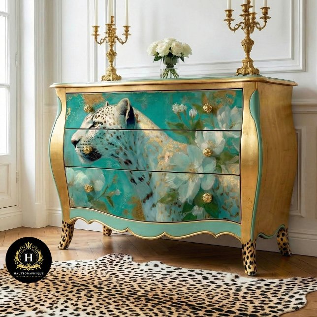 Papel De Seda Guepardo Elegante e Decoupage Floral (Criador carregado)