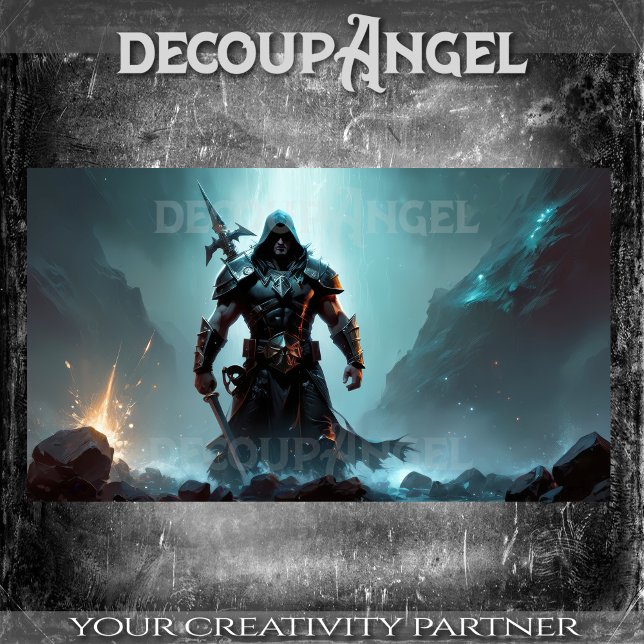 Papel De Seda Guerreiro armado entre as rochas - Decoupage- (Criador carregado)