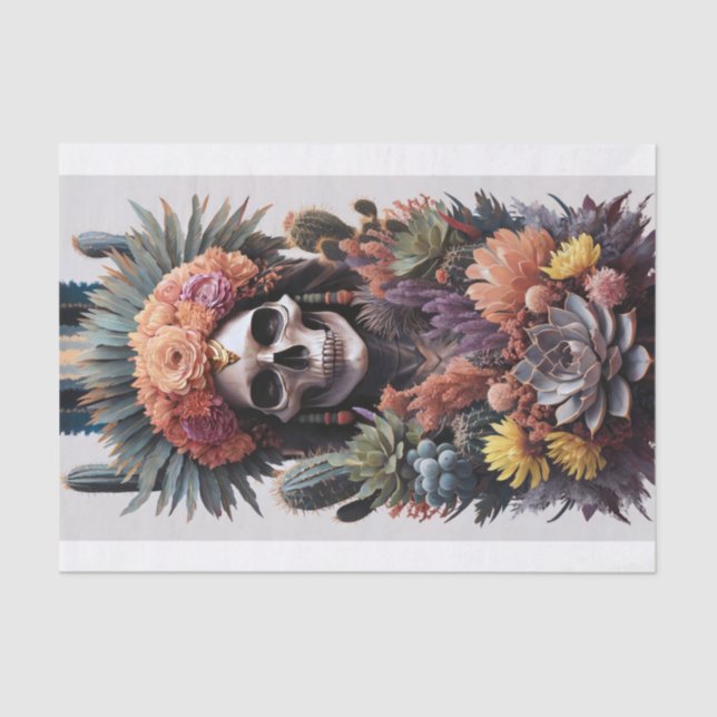 Papel De Seda Guerreiro Eterno, Crânio Totem Americano Nativo (Frente )