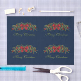 Papel De Seda Guirlanda de Natal Com Um Laço Vermelho e Enfeites