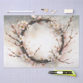 Papel De Seda Guirlanda Floral de Água-marinha de Amendoeira