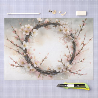 Papel De Seda Guirlanda Floral de Água-marinha de Amendoeira