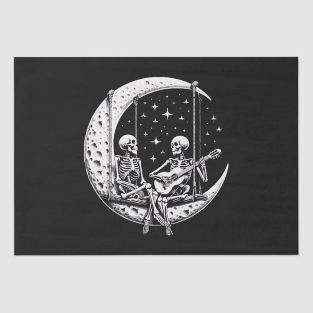 Papel De Seda Guitarra de Lua de Casal Skeleton (Frente )