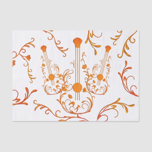 Papel De Seda Guitarra de Madeira rolada (Frente )