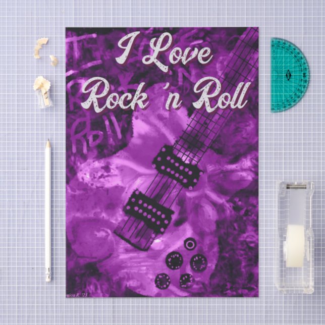 Papel De Seda Guitarra Roxo Black Rock n Roll Decoupage (Arte )