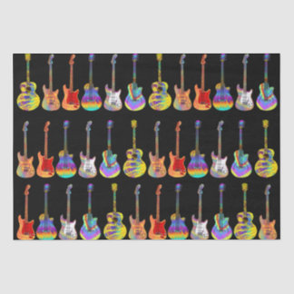 Papel De Seda Guitarras Coloridas sobre Preto