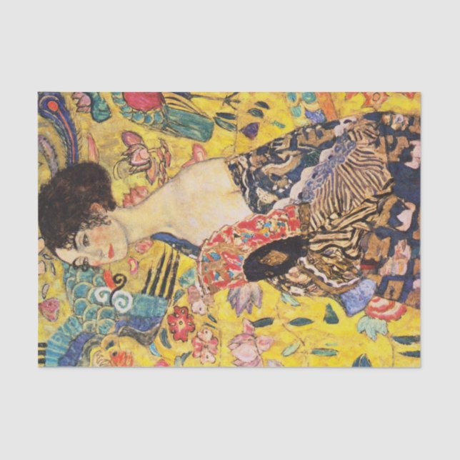 Papel De Seda Gustav Klimt Lady com ventilador (Frente )