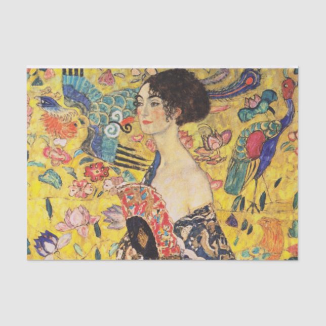 Papel De Seda Gustav Klimt Lady com ventilador (Frente )