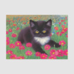 Papel De Seda Gustav Klimt Tuxedo Cat<br><div class="desc">Papel tecidular com um gato gustav Klimt tuxedo! Este adorável gatinho preto e branco se senta num campo de flores vermelhas,  azuis,  brancas e laranja. Um presente incrível para amantes de gatos e entusiastas de arte austríacos!</div>