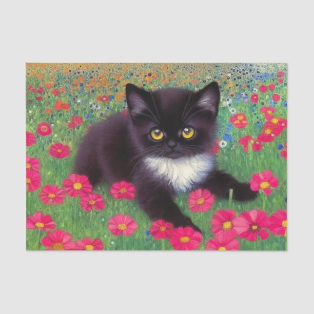 Papel De Seda Gustav Klimt Tuxedo Cat (Frente )