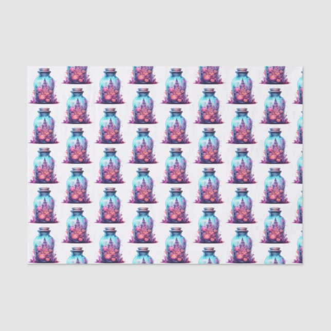 Papel De Seda Halloween azul pastel e rosa pastel moderno (Frente )