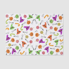 Papel De Seda Halloween Candies Pumpkins & Witch's Hats 1 Tecido